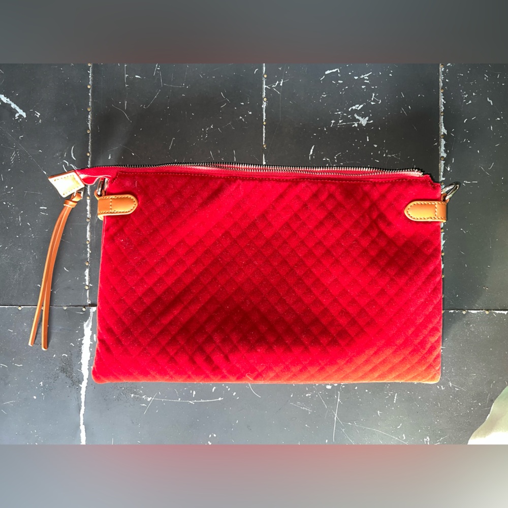 Thomas & Lee Company Red Quilted Clutch with Tan Accents
